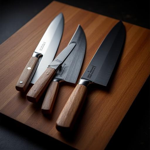 Sæt af tre håndlavede kokkeknive