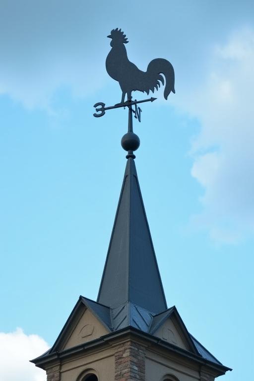 Restaureret vejrhane på toppen af et kirketårn