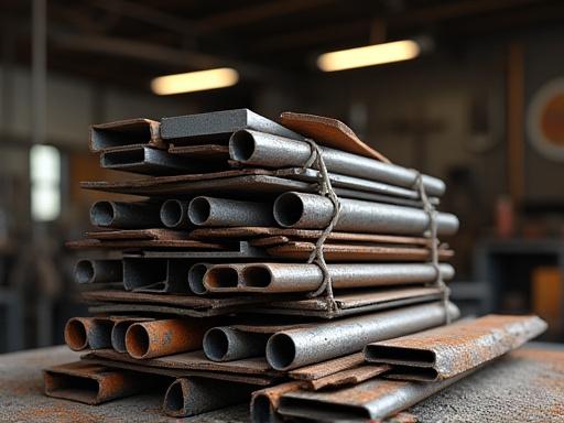 Stak af genanvendt metal klar til at blive smedet