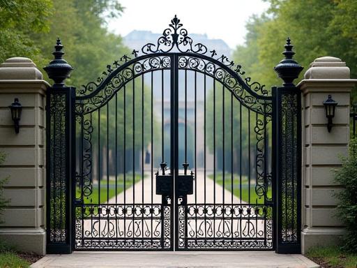 Specialfremstillet jernport med komplekse detaljer